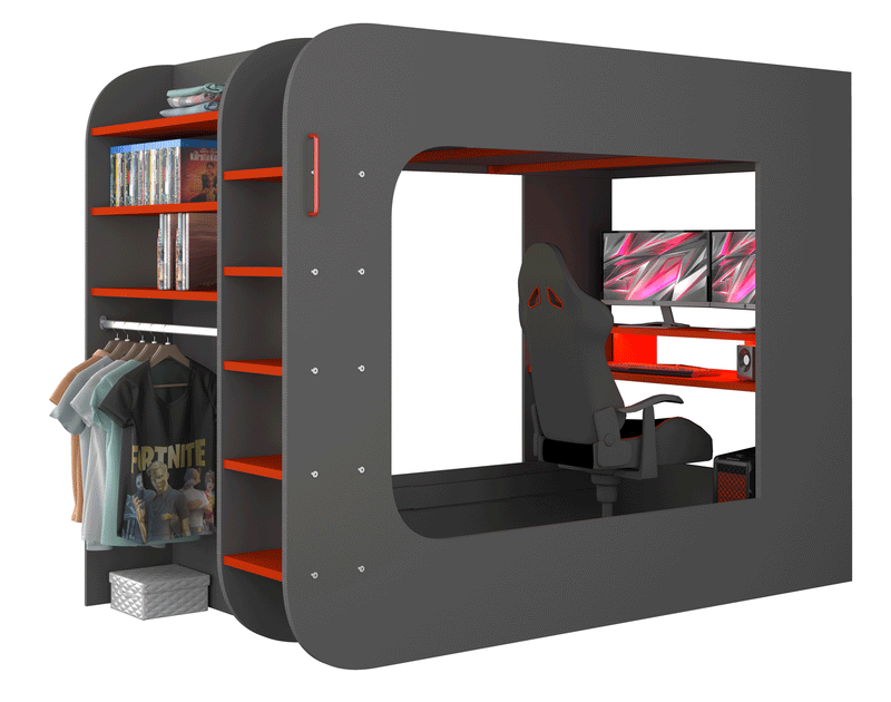 Gamer Bed Red & Black - i38209 - DMV Furniture
