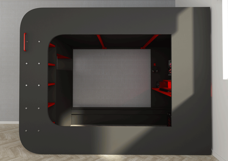 Gamer Bed Red & Black - i38209 - DMV Furniture