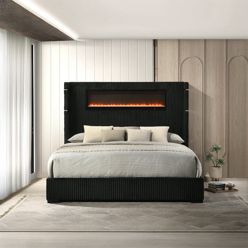 Garner EK Bed w/Fireplace, LED, Reading Light, Speaker, Bluetooth & USB - BD06021EK