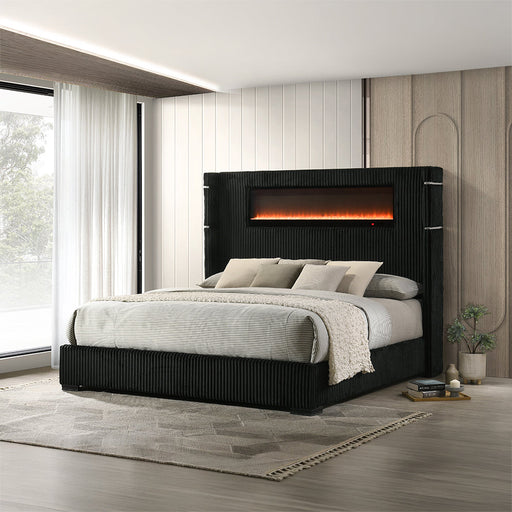 Garner Queen Bed w/Fireplace, LED, Reading Light, Speaker, Bluetooth & USB - BD06022Q