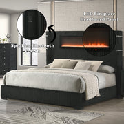 Garner Queen Bed w/Fireplace, LED, Reading Light, Speaker, Bluetooth & USB - BD06022Q