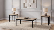 Garza 3-Piece Rectangular Coffee Table Set Greige Oak - 701090