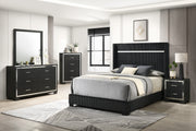 Gennro Black Corduroy Queen Upholstered Panel Bed - DMV FurnitureQueen Bed