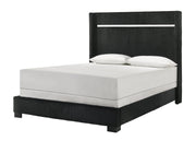 Gennro Black Corduroy Queen Upholstered Panel Bed - DMV FurnitureQueen Bed