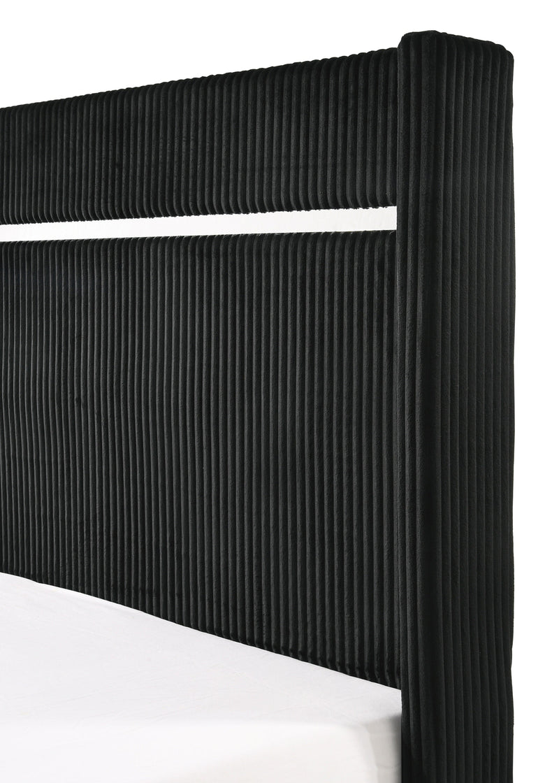 Gennro Black Corduroy Upholstered Panel Bedroom Set - DMV FurnitureBedroom Set