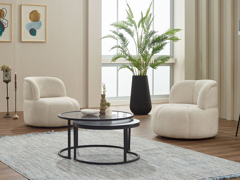 Genova 3-pieces (Sofa & Loveseat & Chair) Livingroom Set in White - Black - 200-SIM-GEN-ERATO01-ERATO16-321
