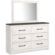 Gerridan Full Panel Bed with Mirrored Dresser and Chest in White/Gray from Ashley - DMV Furniture