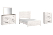 Gerridan Full Panel Bed with Mirrored Dresser and Chest in White/Gray from Ashley - DMV Furniture