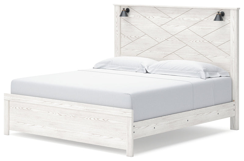 Gerridan King Panel Bed with Dresser and 2 Nightstands in White/Gray - PKG019130