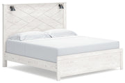Gerridan King Panel Bed with Mirrored Dresser in White/Gray - PKG017961