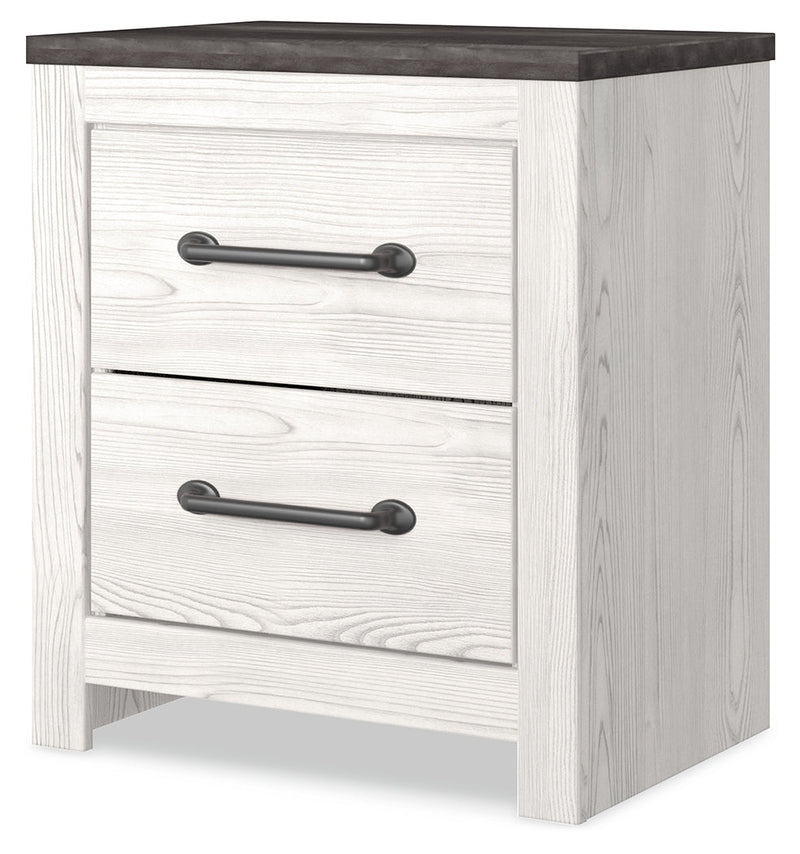 Gerridan Queen Panel Bed with 2 Nightstands in White/Gray - PKG019123