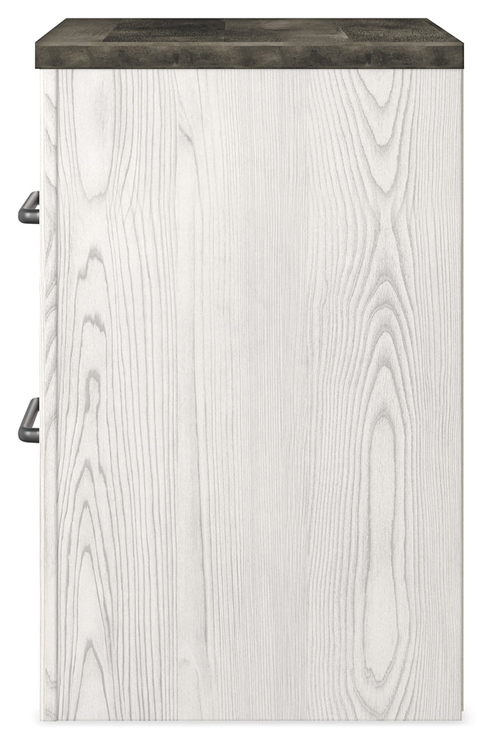 Gerridan Queen Panel Bed with 2 Nightstands in White/Gray - PKG019123