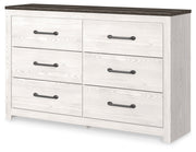 Gerridan Queen Panel Bed with Dresser and 2 Nightstands in White/Gray - PKG019122