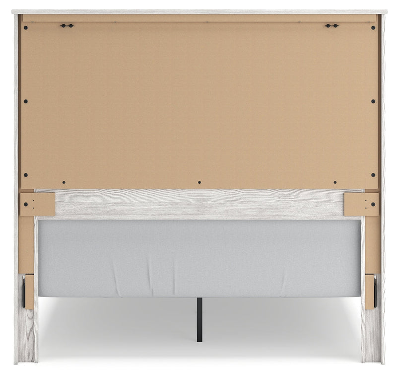 Gerridan Queen Panel Bed with Mirrored Dresser and Nightstand in White/Gray - PKG019118