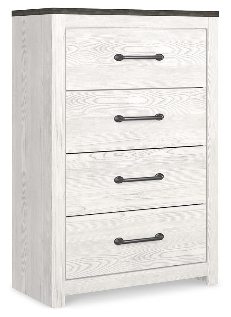 Gerridan White/Gray King Panel Bed, Chest and 2 Nightstands - B1190B25