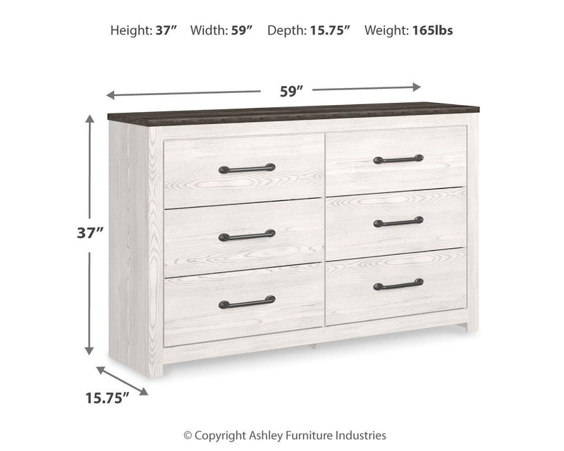 Gerridan White/Gray King Panel Bed, Dresser, Chest and 2 Nightstands - B1190B27