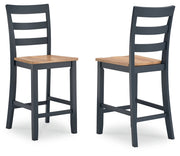 Gesthaven Natural/Blue Counter Height Barstool, Set of 2 - D399-124