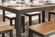 Gesthaven Natural/Brown Dining Table with 4 Chairs and Bench (Set of 6) - D396-325