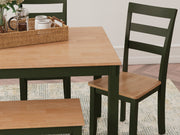 Gesthaven Natural/Green Dining Table with 4 Chairs and Bench (Set of 6) - D401-325