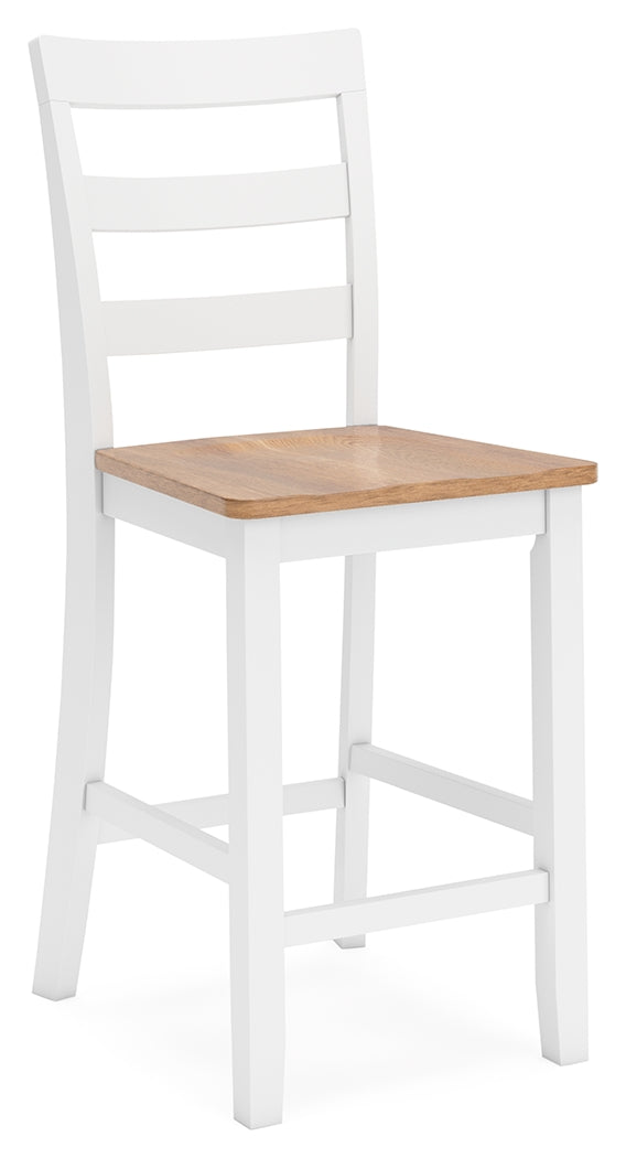 Gesthaven Natural/White Counter Height Dining Table and 4 Barstools (Set of 5) - D398-223