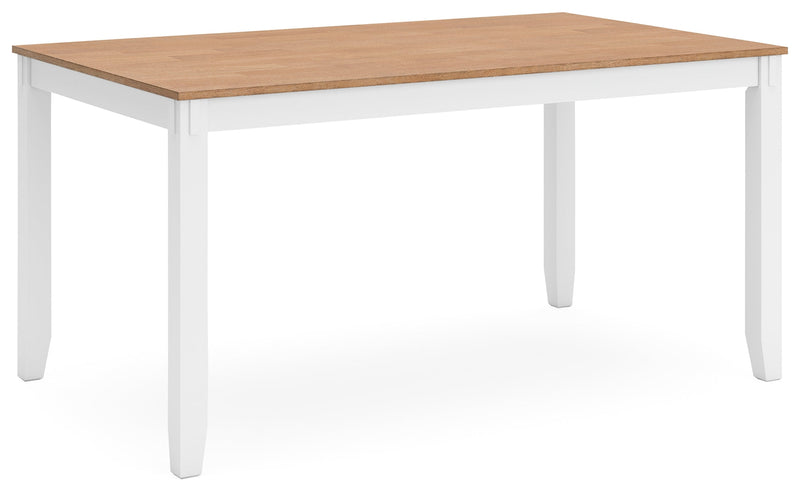 Gesthaven Natural/White Dining Table with 4 Chairs and Bench (Set of 6) - D398-325