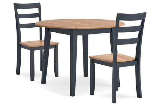Gesthaven Natural/Blue Dining Table and 2 Chairs - DMV FurnitureDining Room Set