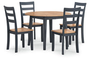 Gesthaven Natural/Blue Dining Table and 4 Chairs - DMV FurnitureDining Room Set