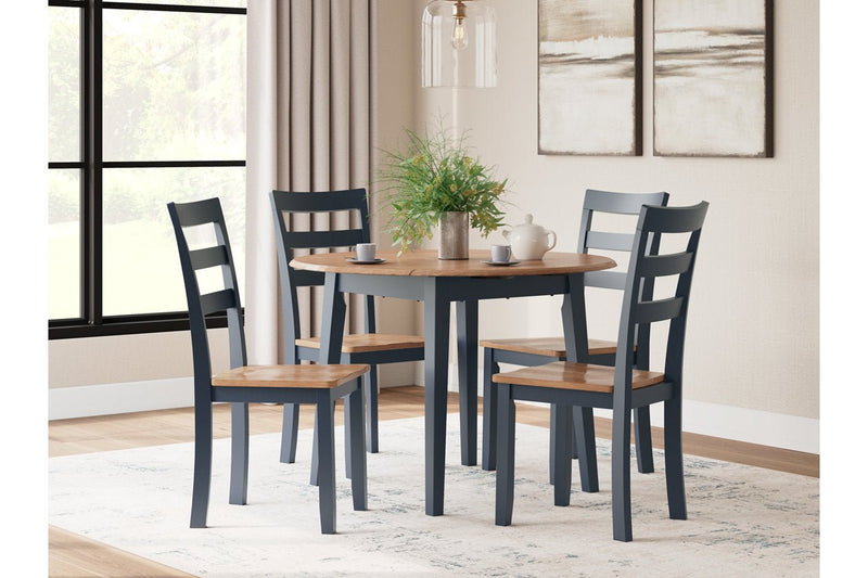 Gesthaven Natural/Blue Dining Table and 4 Chairs - DMV FurnitureDining Room Set