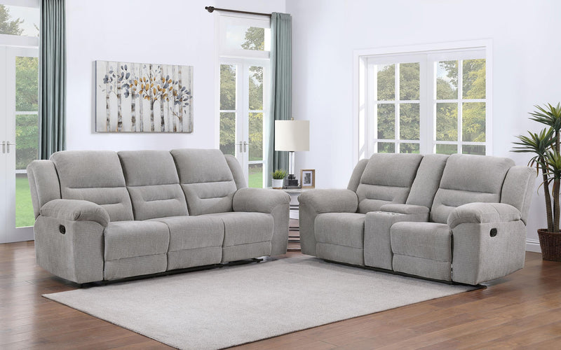 Gilson 2-piece Chenille Upholstered Reclining Sofa Set Grey - 602551-S2