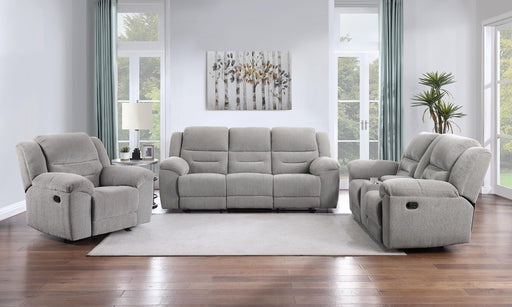 Gilson 3-piece Chenille Upholstered Reclining Sofa Set Grey - 602551-S3