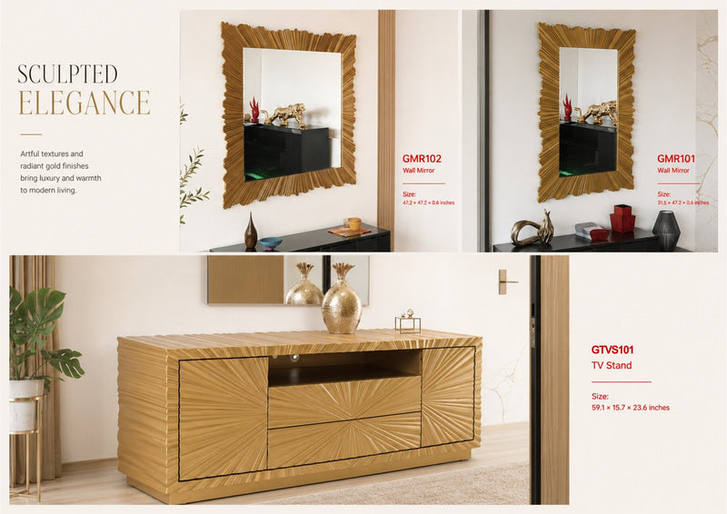 GMR102 GOLDEN LEAF WALL MIRROR - 210000007820