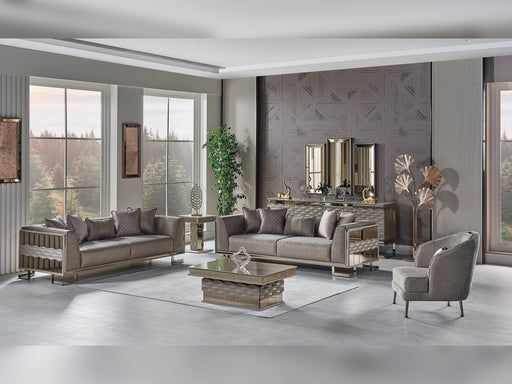 Gokce 4-pieces (2 Sofa & 2 Chair) Livingroom Set Grey in Grey - 101-GOK-E54635502-3311