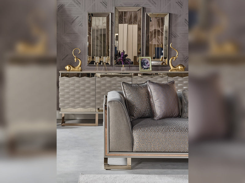 Gokce 4-pieces (2 Sofa & 2 Chair) Livingroom Set Grey in Grey - 101-GOK-E54635502-3311