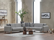 Gold Sectional Sofa in Light Grey - 200-SER-GOL-PINAR17-S