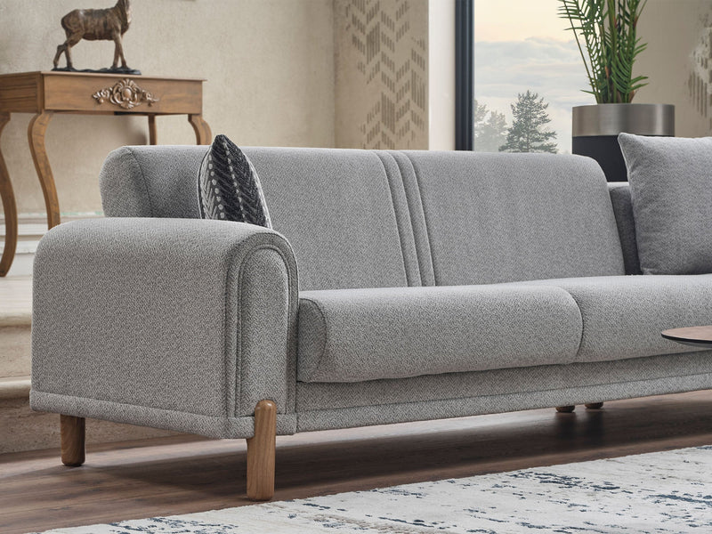 Gold Sectional Sofa in Light Grey - 200-SER-GOL-PINAR17-S