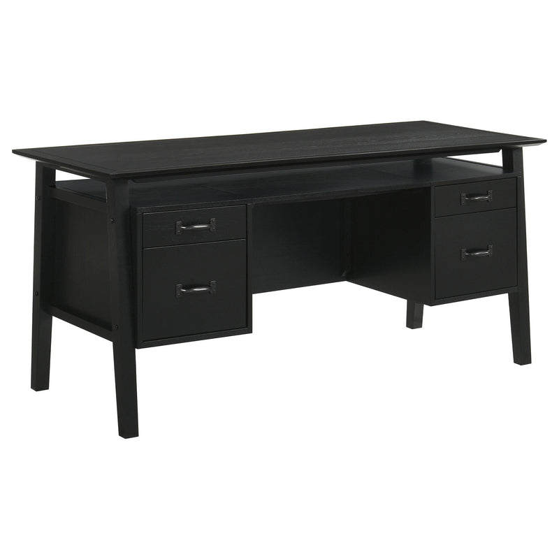 Goodson 64-inch 4-Drawer Double Pedestal Computer Desk Black - 801586