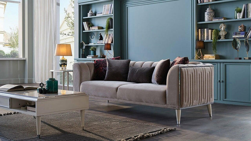 Gravita 3 Seat Sleeper (Deren Beige) /Ivory Legs - DMV FurnitureSleeper Sofa