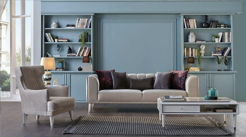 Gravita Love Seat (Deren Beige) /Ivory Legs - DMV FurnitureLoveseat
