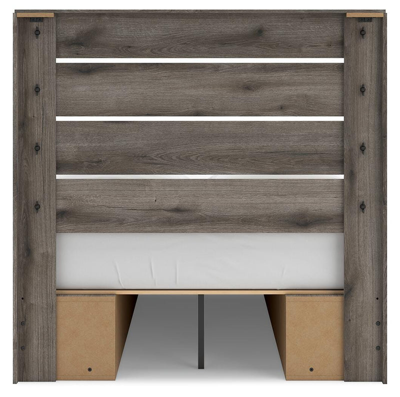 Graystorm Brown Gray Full Panel Bed with Storage - PCB2405B17