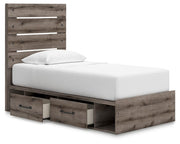 Graystorm Brown Gray Twin Panel Bed with Storage - PCB2405B19