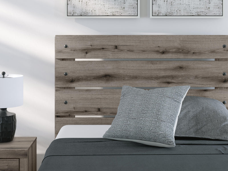Graystorm Full Panel Bed with Storage, Dresser and Mirror in Brown Gray - PKG021387