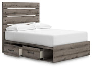Graystorm Full Panel Bed with Storage, Dresser and Nightstand in Brown Gray - PKG021394