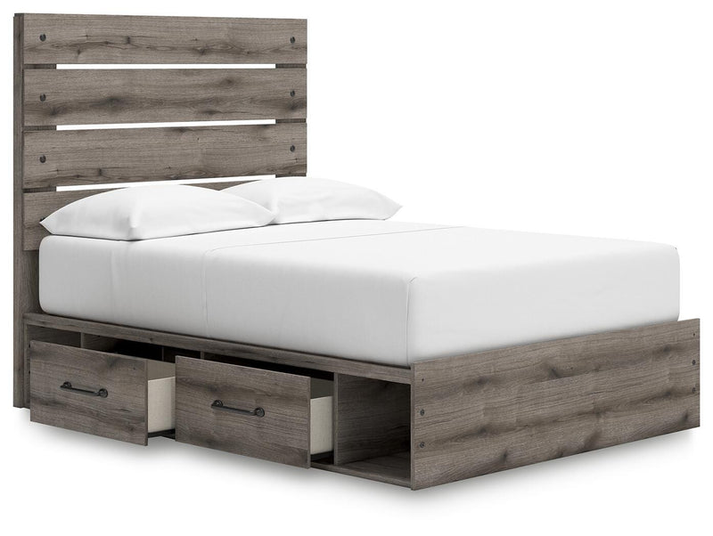 Graystorm Full Panel Bed with Storage, Dresser, Mirror and Chest in Brown Gray - PKG021391