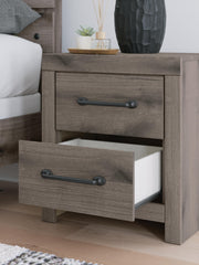 Graystorm Full Panel Bed with Storage, Dresser, Mirror and Nightstand in Brown Gray - PKG021390