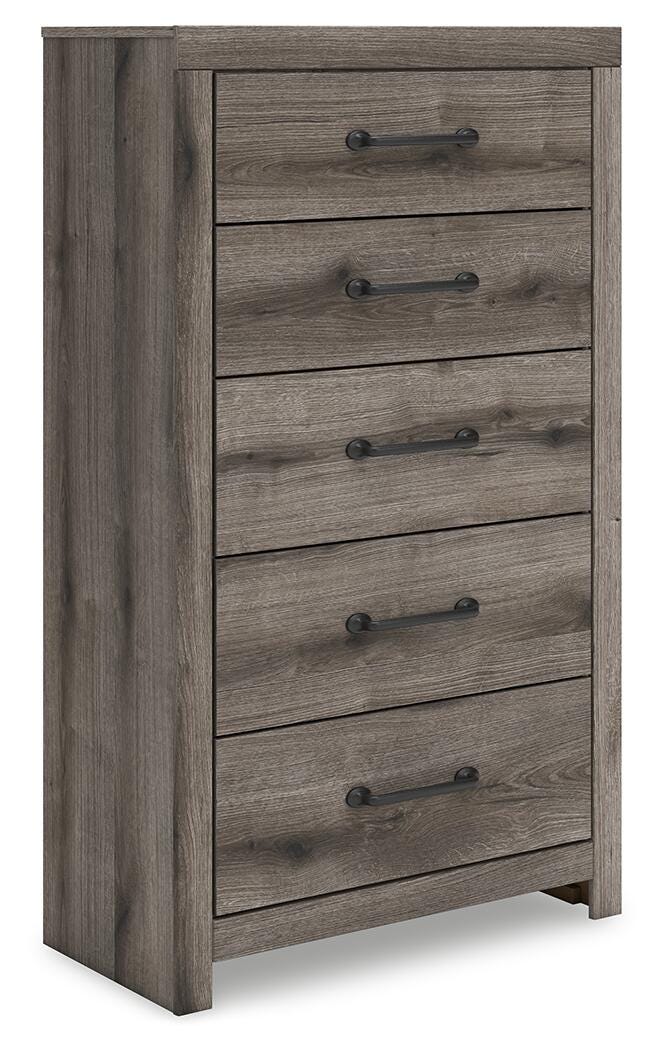 Graystorm Full Panel Bed with Storage, Dresser, Mirror, Chest and 2 Nightstands in Brown Gray - PKG021389
