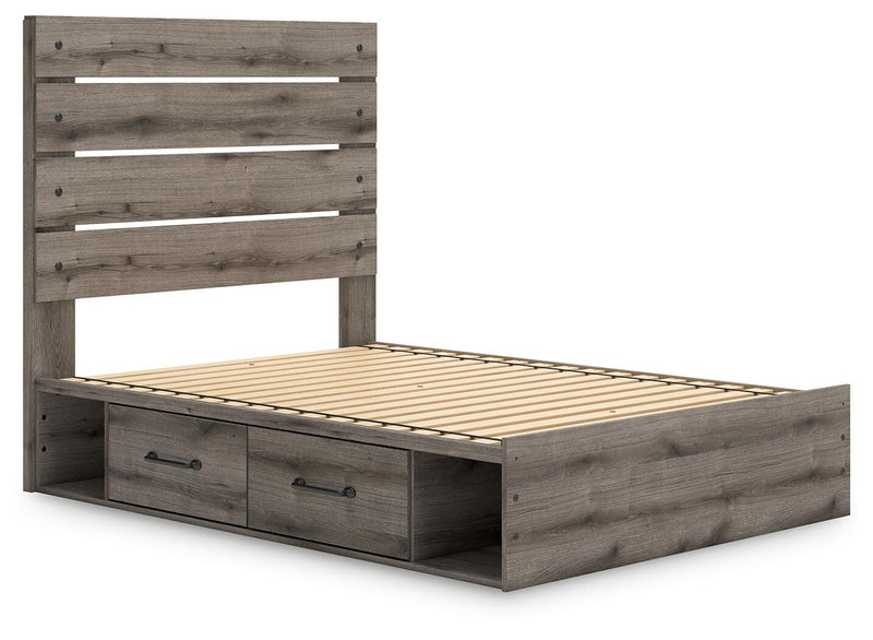Graystorm Full Panel Bed with Storage, Dresser, Mirror, Chest and 2 Nightstands in Brown Gray - PKG021389