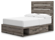 Graystorm Full Panel Bed with Storage, Dresser, Mirror, Chest and 2 Nightstands in Brown Gray - PKG021389
