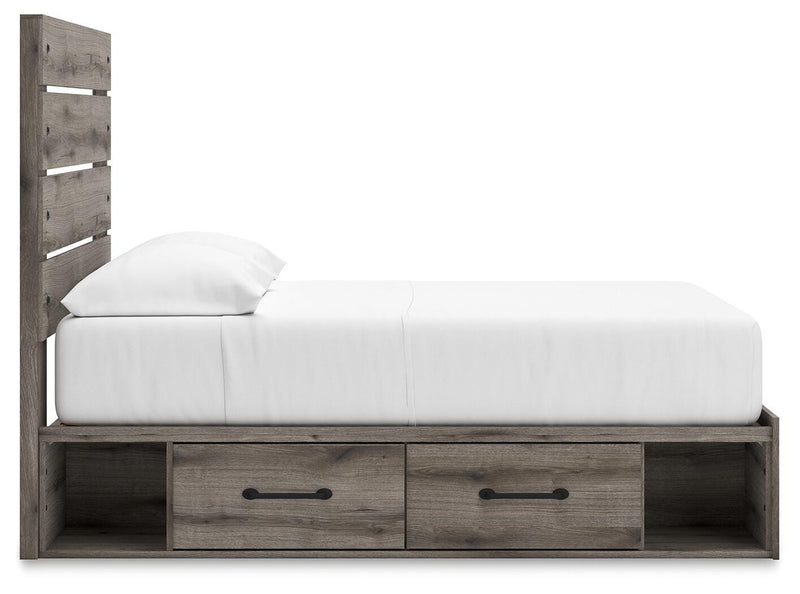 Graystorm Full Panel Storage Bed, Dresser, Mirror and Chest in Brown Gray - PKG021375