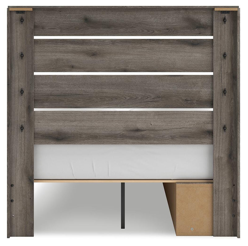 Graystorm Full Panel Storage Bed, Dresser, Mirror and Chest in Brown Gray - PKG021375