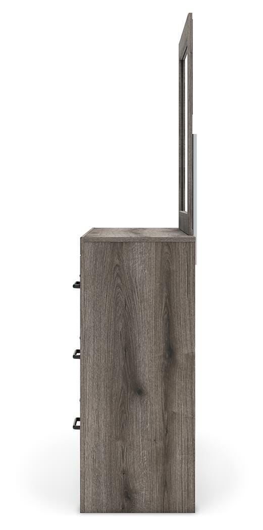 Graystorm Full Panel Storage Bed, Dresser, Mirror, Chest and Nightstand in Brown Gray - PKG021376